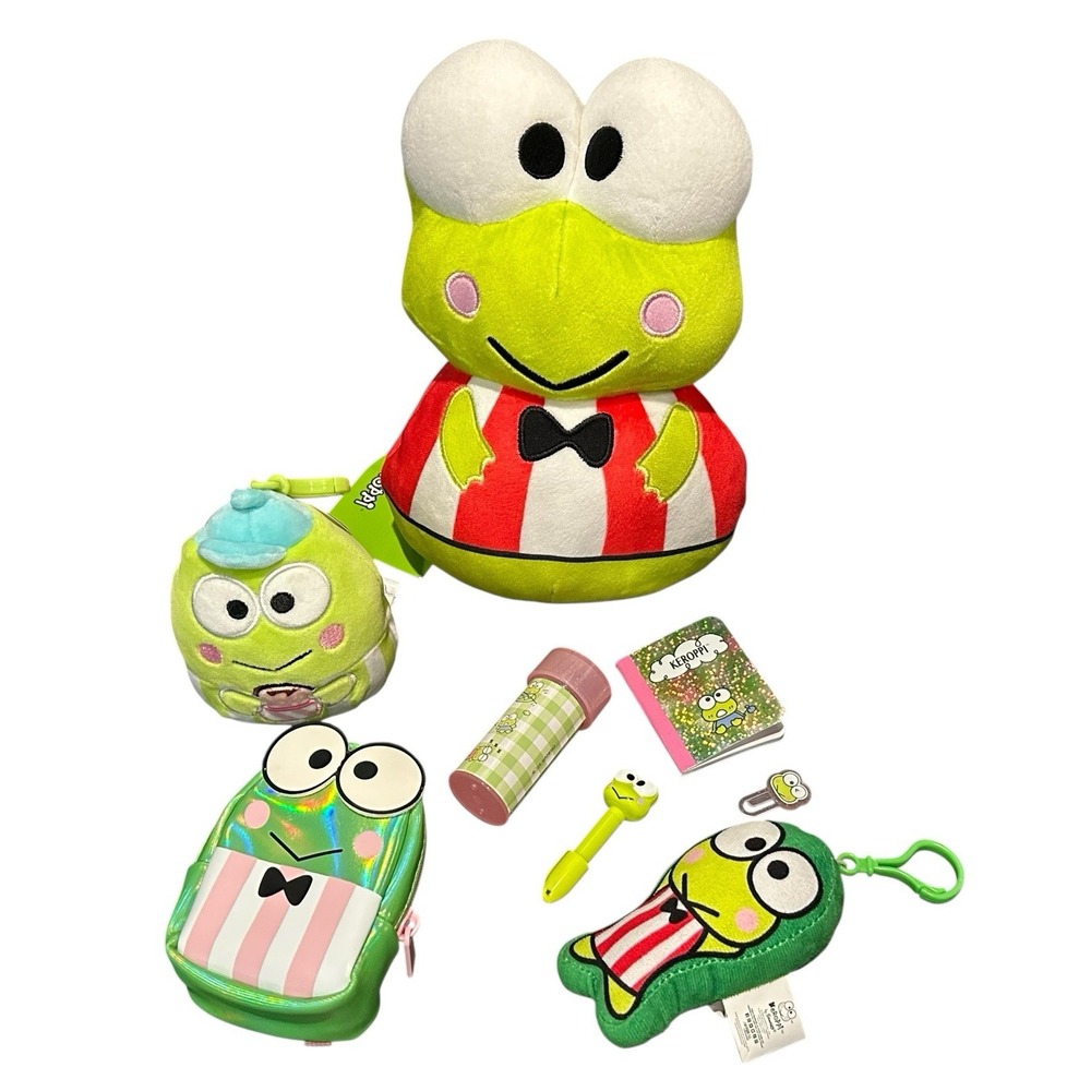 Sanrio Hello Kitty Keroppi Frog Keychain‎ Clip Plush Micro Backpack